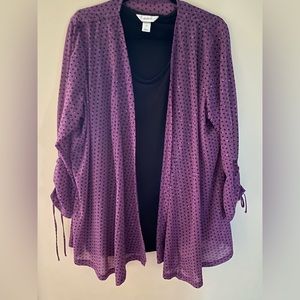 Womens plus 2forblouse purple with black